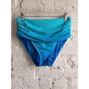 Bleu Rod Beattie Blue Ruched High Waist Bikini Bottom Women’s Size 8 Swimwear